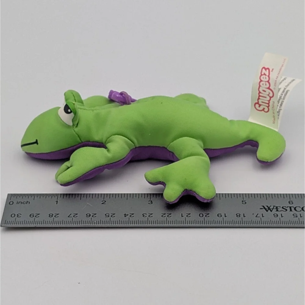 Snugeez Green Lizard Plush Clip Vintage 2004 Microbead Gecko Backpack Keychain